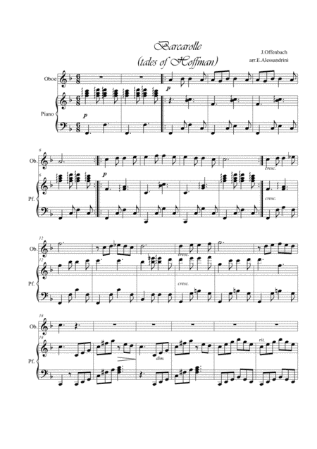 Barcarola. Oboe and piano (arr. Ester Alessandrini)