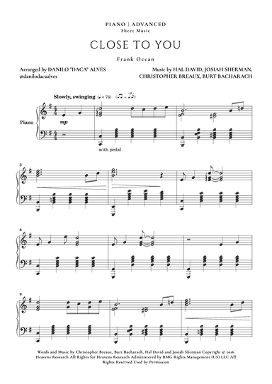Close To You (arr. Danilo "Daca" Alves)