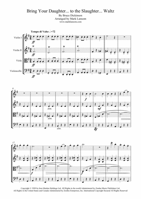Bring Your Daughter To The Slaughter (arr. Mark Lansom)