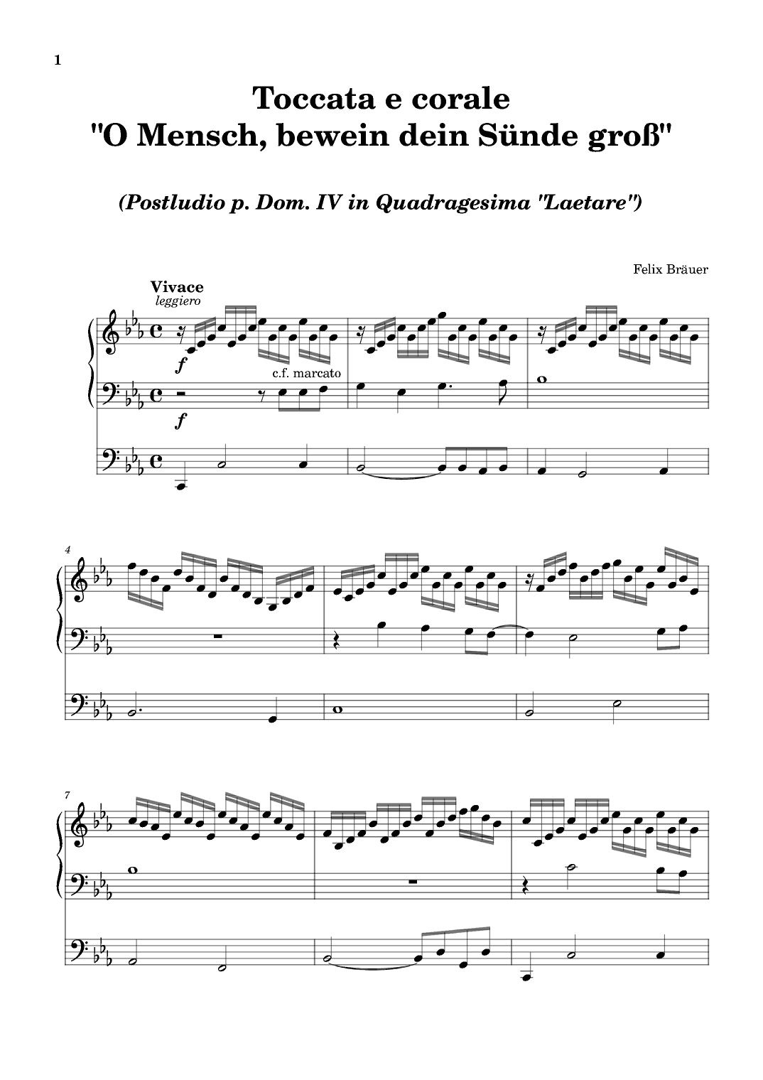 Toccata e corale "O Mensch, bewein dein Sünde groß"