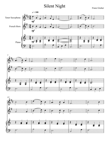 Franz Gruber - Silent Night (Tenor Saxophone and French Horn Duet) (arr. André Laitano)