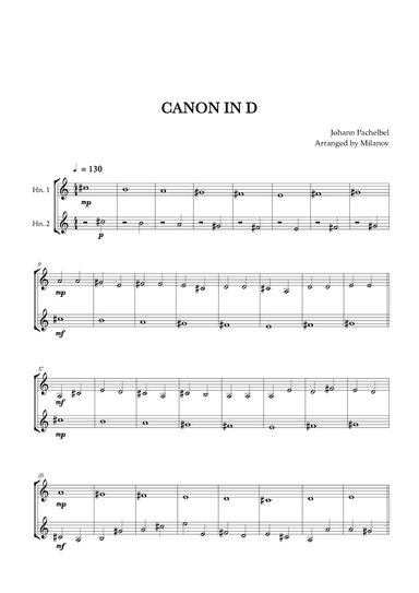 Canon in D | Pachelbel |  Horn in F Duet (arr. Milanov)