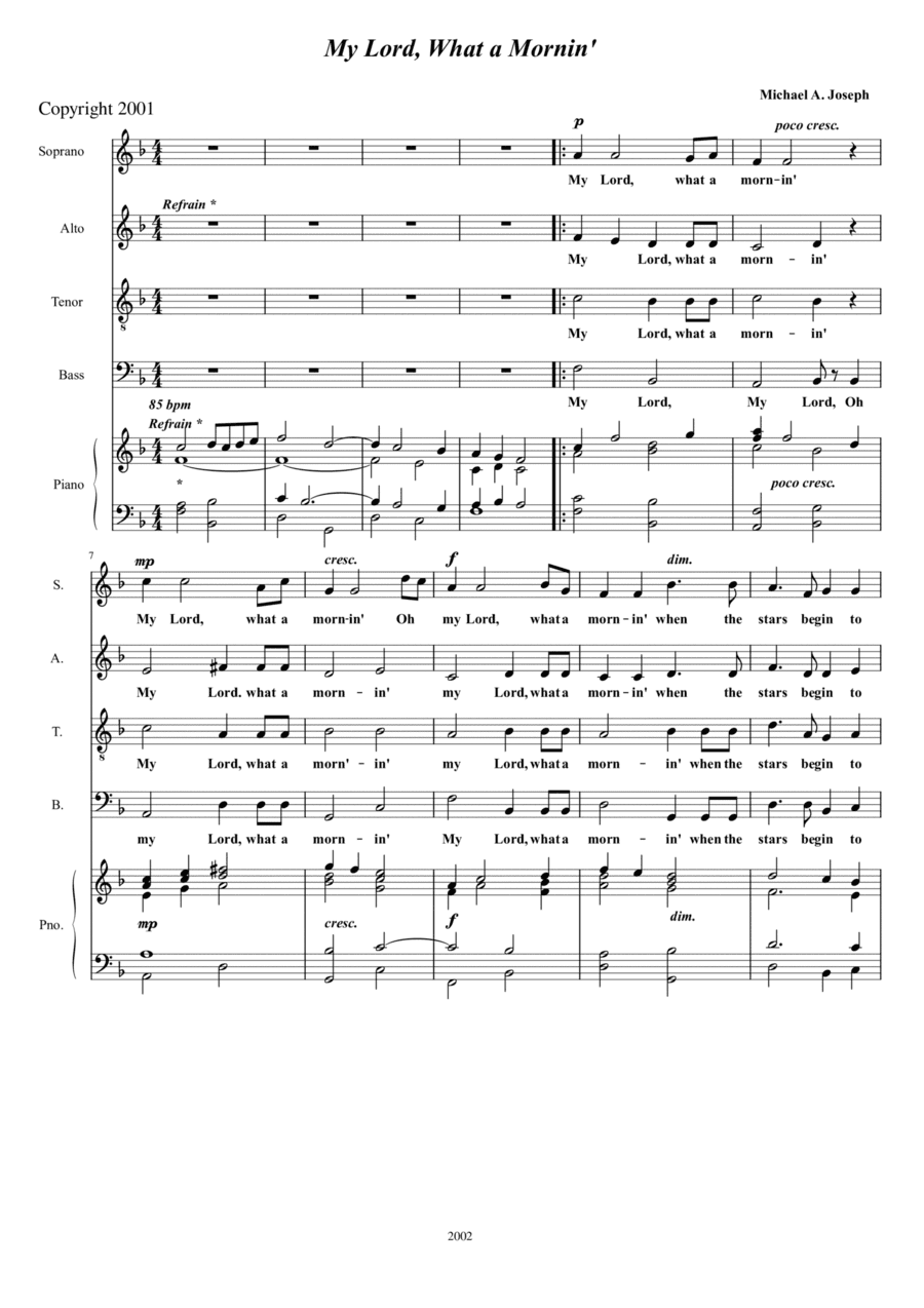 My Lord What a Mornin' (arr. Michael A. Joseph)