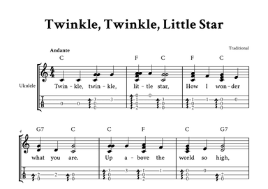 Twinkle Twinkle Little Star - Fingerstyle Ukulele (with TAB and Lyrics) (arr. Yuri Noronha)