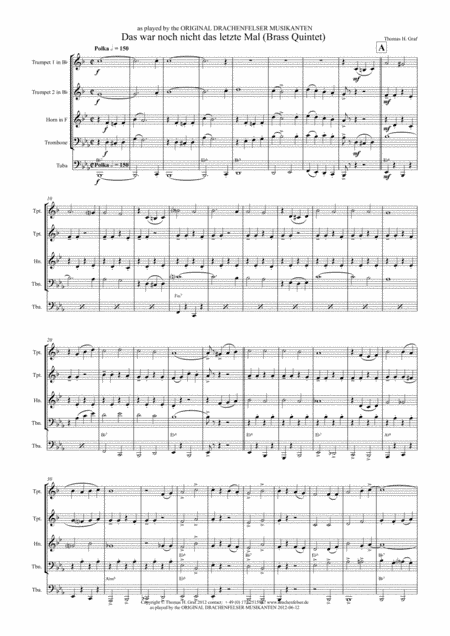 Das war noch nicht das letzte Mal - German Polka - Oktoberfest - Brass Quintet