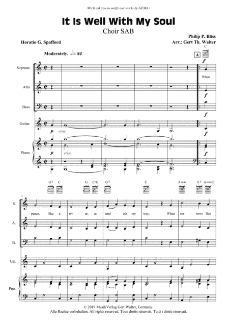 It Is Well With My Soul (arr. Gert Th. Walter)