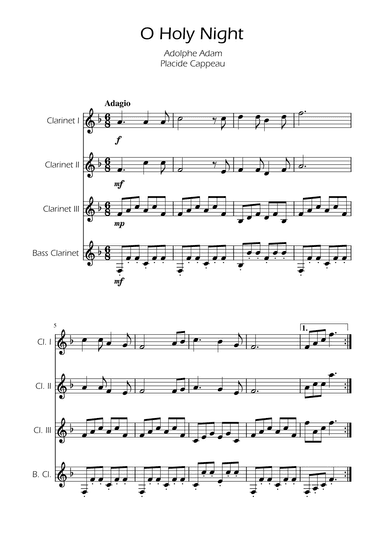 O Holy Night - Clarinet Quartet (arr. Ygor Nunes)