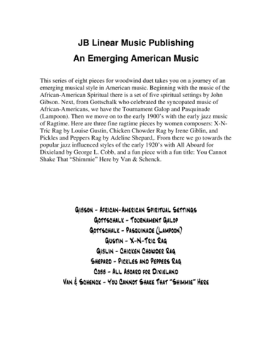 An Emerging American Music for clarinet and bassoon duet (arr. John Gibson)