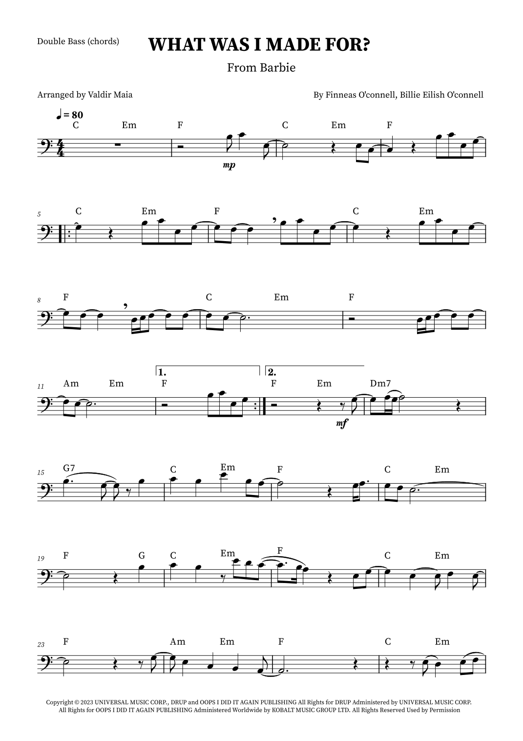 What Was I Made For? (arr. Valdir Maia)