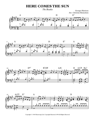 Here Comes The Sun (arr. Christian Bennedsen)