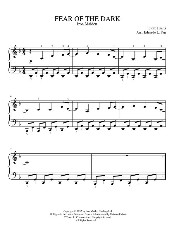 Fear Of The Dark (arr. Eduardo Lagreca Fan)