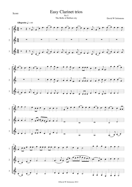 The Belle of Belfast City for clarinet trio (arr. David Warin Solomons)