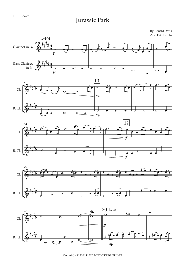 Jurassic Park Iii (arr. Fabio Britto)