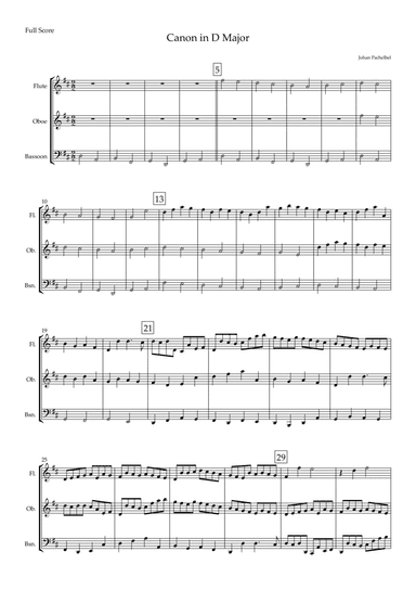 Canon in D Major (Johann Pachelbel) for Woodwind Trio (arr. Fabio Britto)