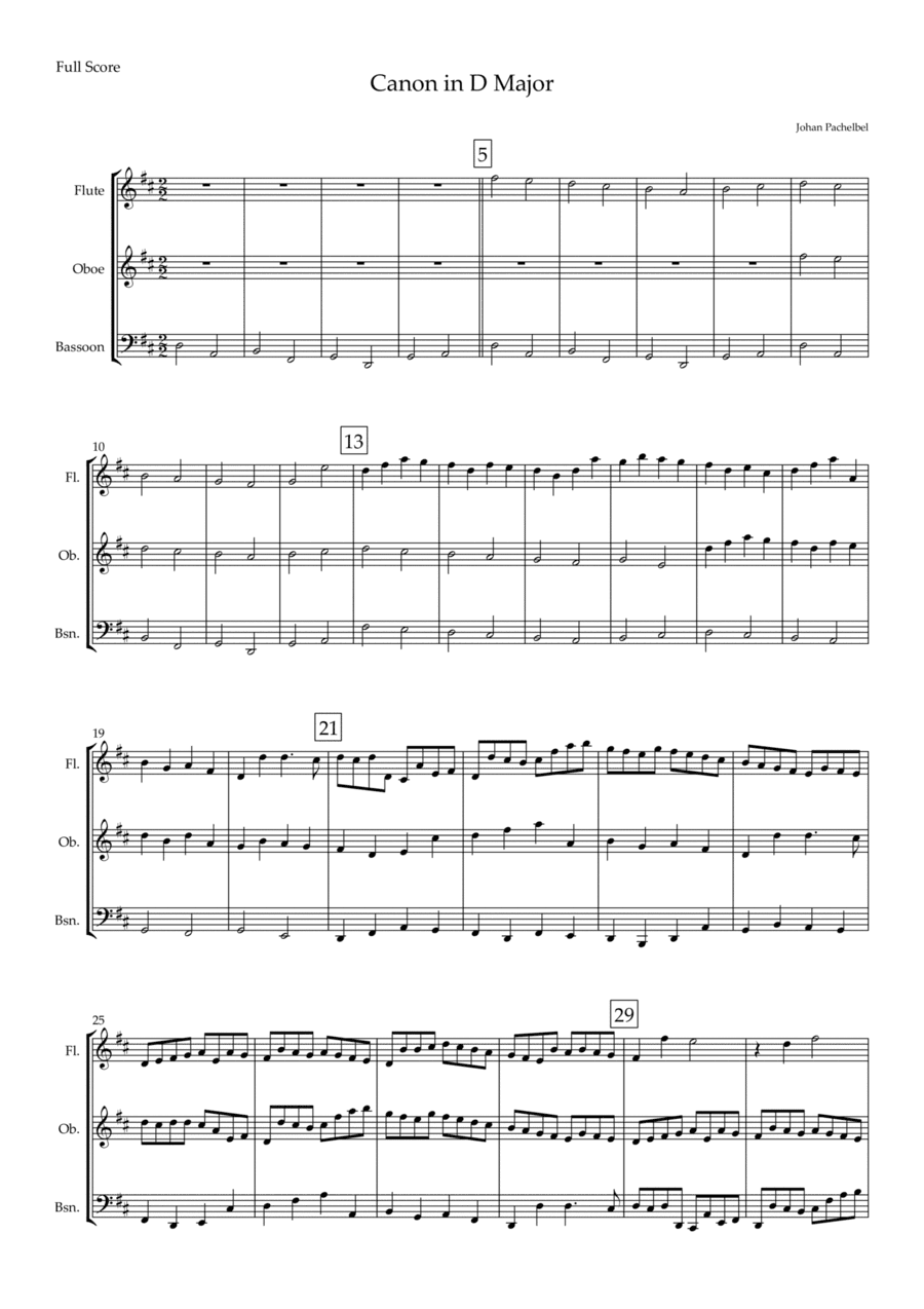 Canon in D Major (Johann Pachelbel) for Woodwind Trio (arr. Fabio Britto)