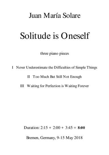 Solitude is Oneself [piano]