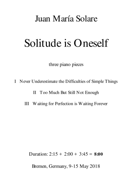 Solitude is Oneself [piano]