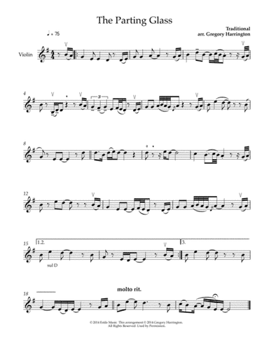 The Parting Glass for solo violin (arr. Gregory Harrington)
