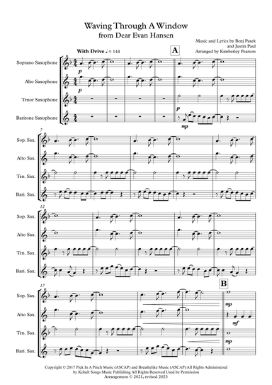Waving Through A Window (arr. Wind Sheet Music Arrangements)