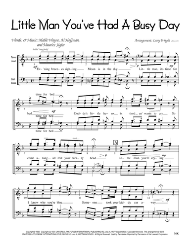 Little Man You've Had A Busy Day (arr. Larry Wright)
