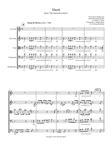 March (from "The Nutcracker Suite") (F) (String Quintet - 2 Violins, 1 Viola, 1 Cello, 1 Bass) (arr. Regis Bookshar)