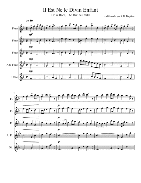 Il est Ne, le Divine Enfant (arr. R H Baptiste)