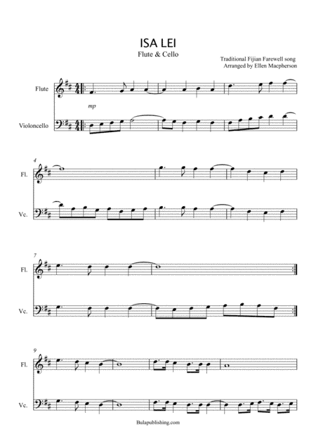 ISA LEI - Flute & Cello (arr. Ellen Macpherson)
