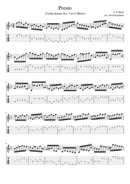 J.S. Bach: Presto (Violin Sonata No. 1 in G Minor) adaptation for electric guitar (arr. Jussi Kontinen)