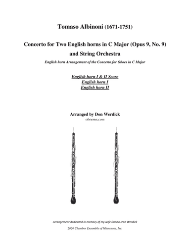 Concerto for Two English horns in C Major, Op. 9 No. 9 (arr. Don Werdick (1946 - ))