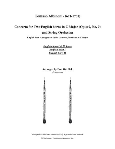 Concerto for Two English horns in C Major, Op. 9 No. 9 (arr. Don Werdick (1946 - ))