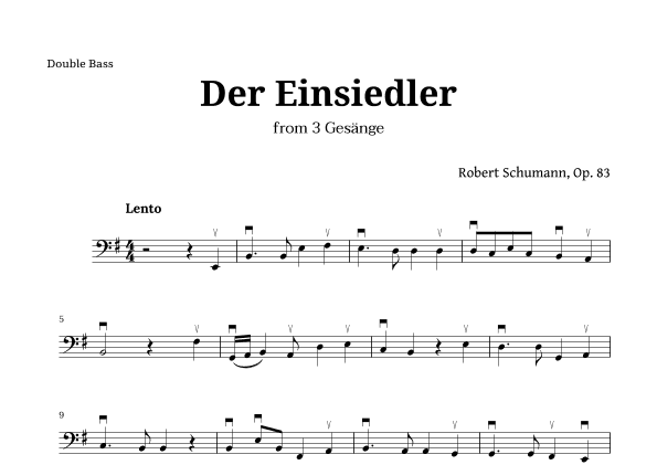 Der Einsiedler by Schumann for Double Bass (arr. Langanho)
