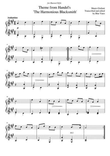 Theme from 'The Harmonious Blacksmith' (George Friderich Handel & Mauro Giuliani) (arr. Mauro Giuliani)