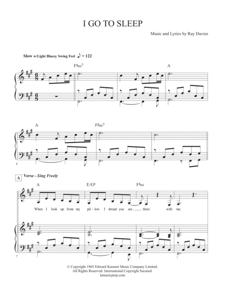 I Go To Sleep (arr. Arranged for Piano/Vocal by Jack Majdecki)