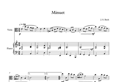 Minuet (In D Minor) - Johann Sebastian Bach (Viola + Piano) (arr. Digital Book Music)