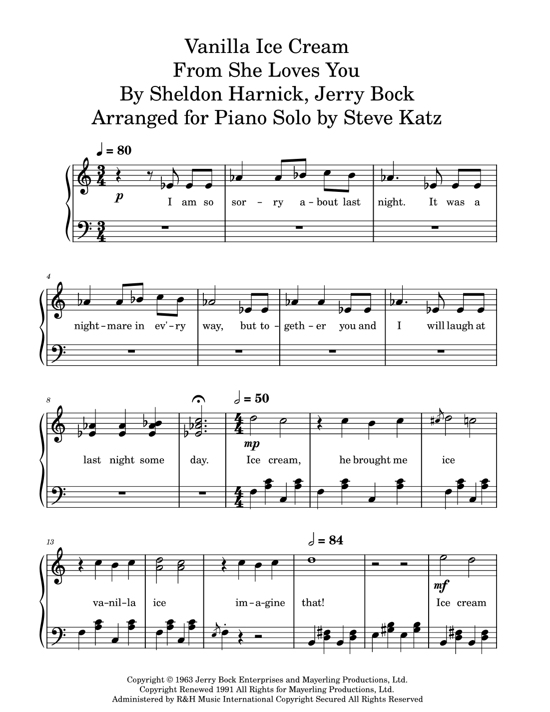 Vanilla Ice Cream (arr. Steve Katz)