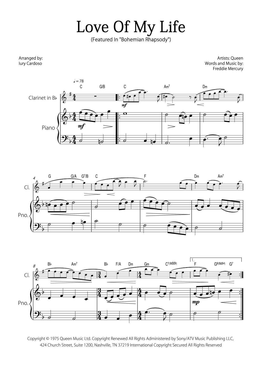 Love Of My Life (arr. Iury Cardoso)