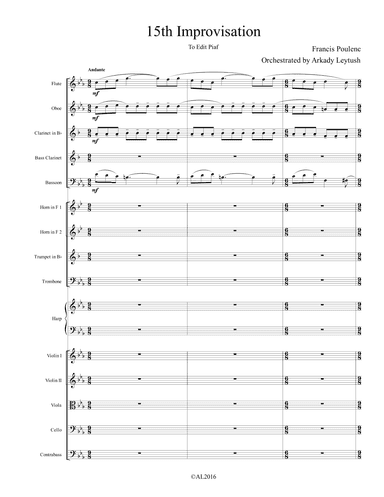 F. Poulenc - IMPROVISATION #15,   Orchestrated by A. Leytush - Score Only