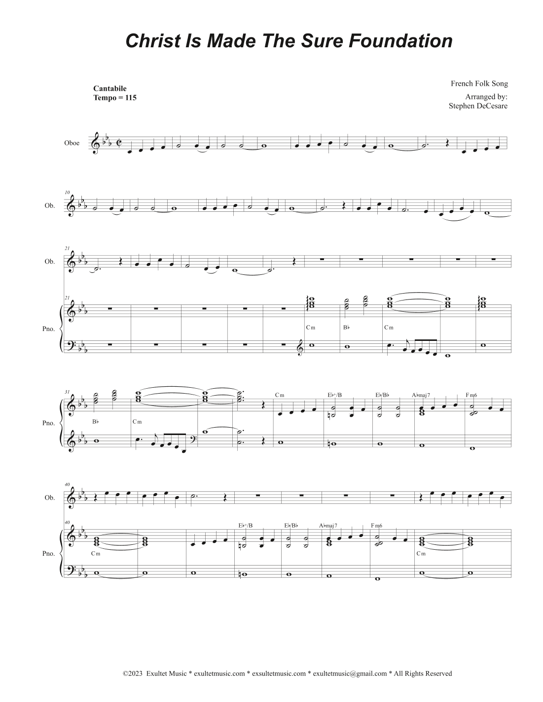 Christ Is Made The Sure Foundation (Oboe solo and Piano) (arr. Stephen DeCesare)