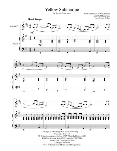 Yellow Submarine (arr. Samuel Stokes)