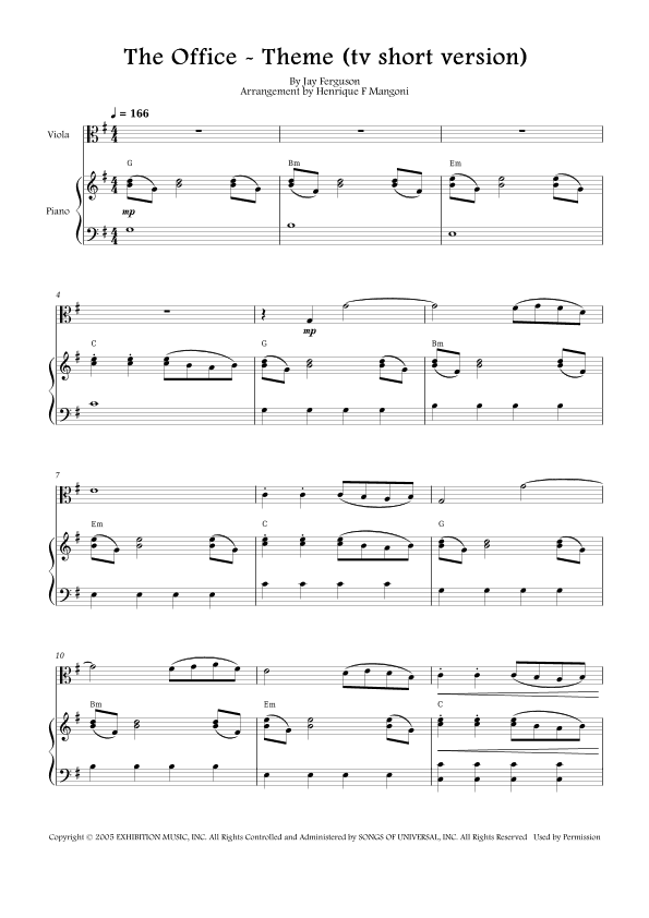 The Office - Theme (arr. Henrique F Mangoni)