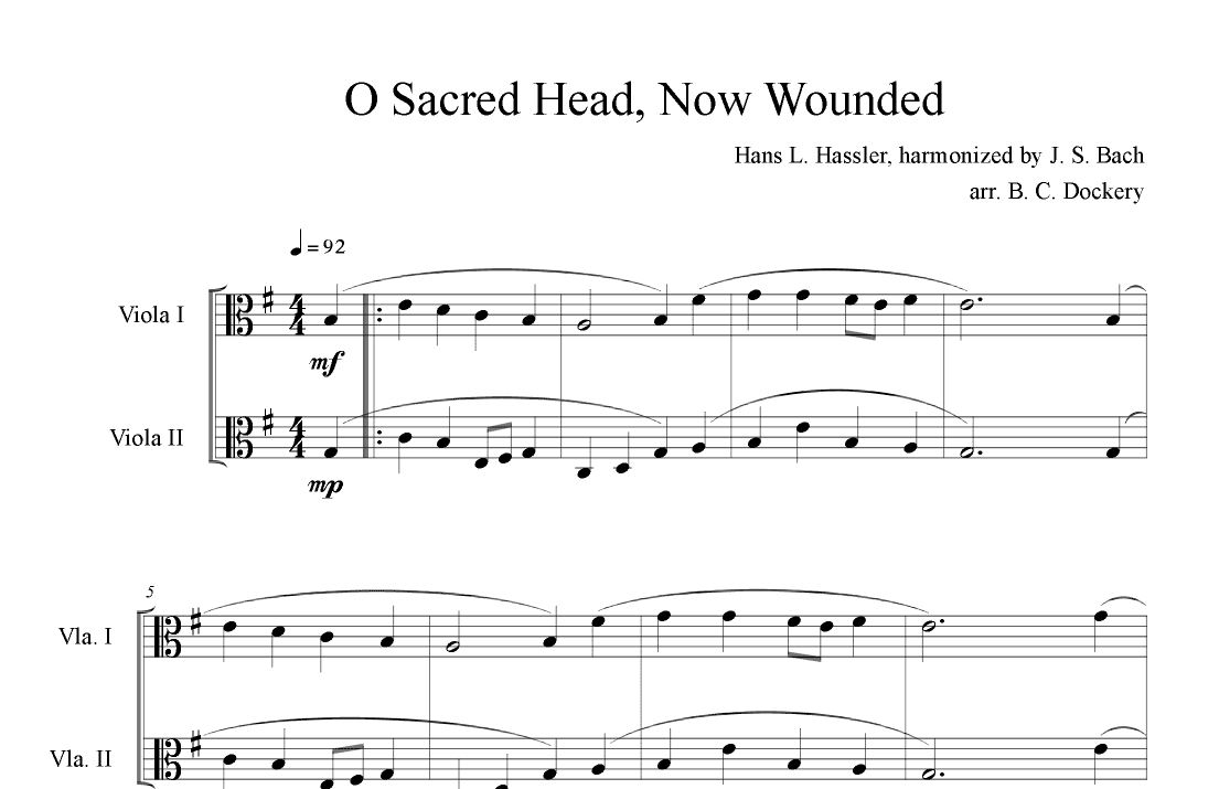 O Sacred Head, Now Wounded (Viola Duet) (arr. B. C. Dockery)