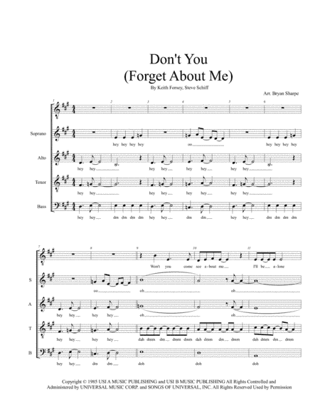 Don't You (forget About Me) (arr. Bryan Sharpe)