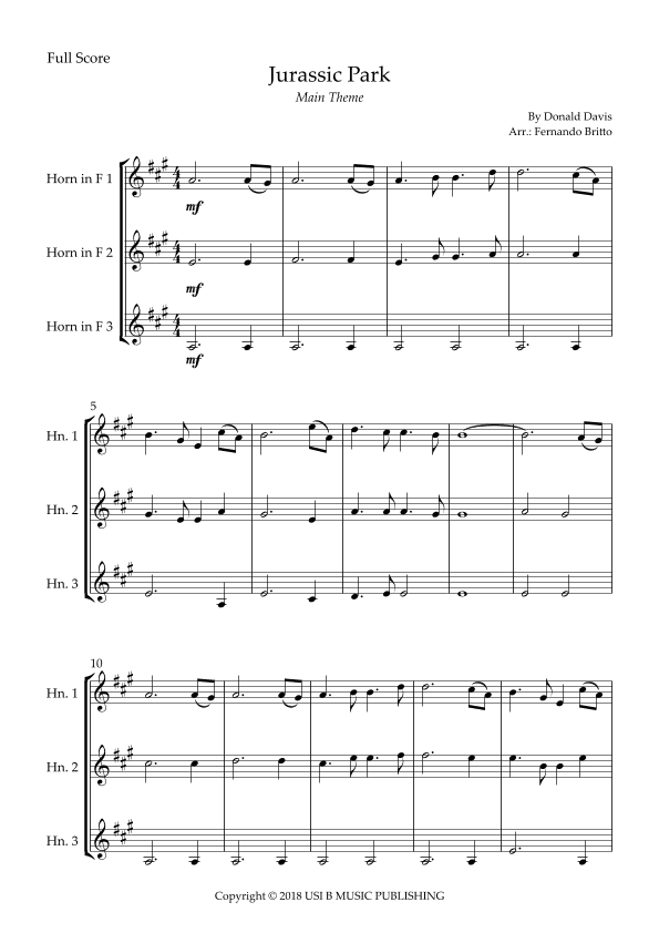 Jurassic Park Iii (arr. Fernando Britto)