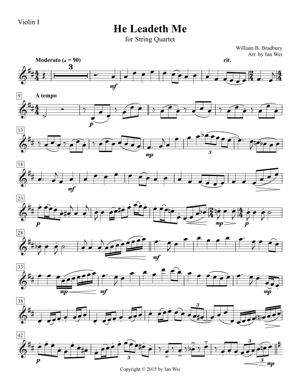 He Leadeth Me for String Quartet (arr. Ian Wei)