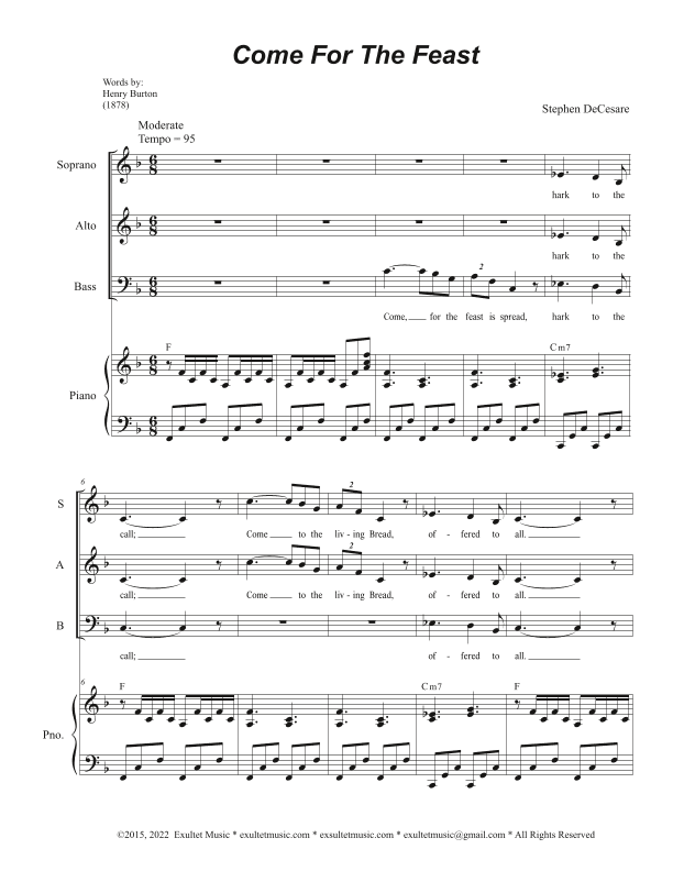 Come For The Feast (Vocal Trio - (SAB)