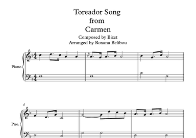 Toreador Song from Carmen Easy Piano (arr. Roxana Belibou)
