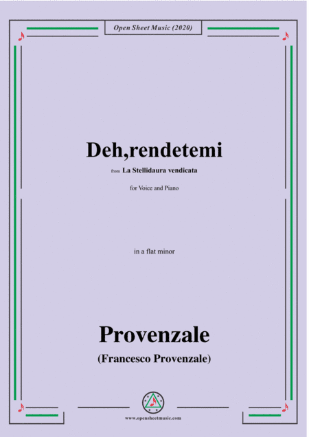 Provenzale-Deh,rendetemi,in a flat minor,for Voice and Pinao (arr. MSM)