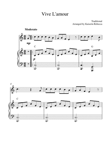 Vive L'amour (for oboe solo and piano accompaniment) (arr. Kaiserin Rebecca)