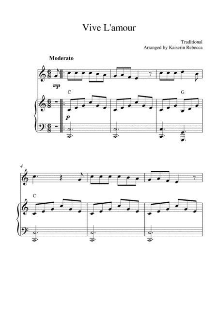 Vive L'amour (for oboe solo and piano accompaniment) (arr. Kaiserin Rebecca)