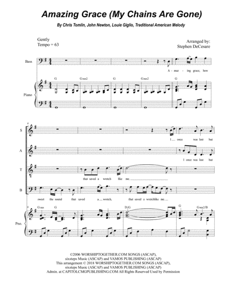Amazing Grace (my Chains Are Gone) (arr. Stephen DeCesare)